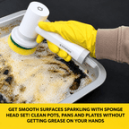 USB rechargeable electric cleaning brush standing beside a kitchen sink