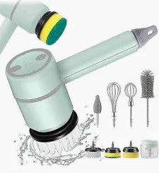 Interchangeable cleaning heads for the electric spin scrubber — brush, sponge and scrub pad
